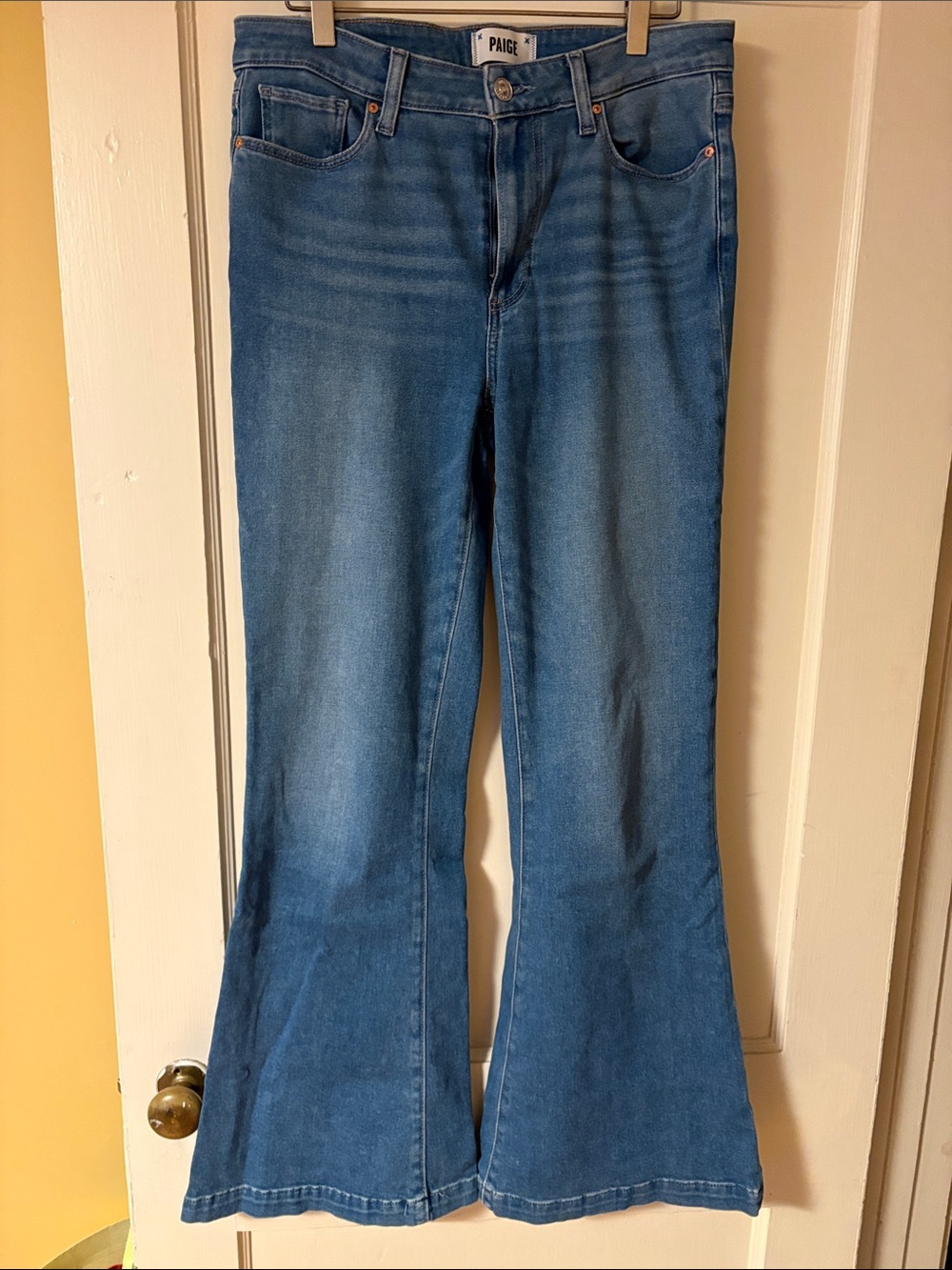 PAIGE Blue Flare Wide-Leg Jeans